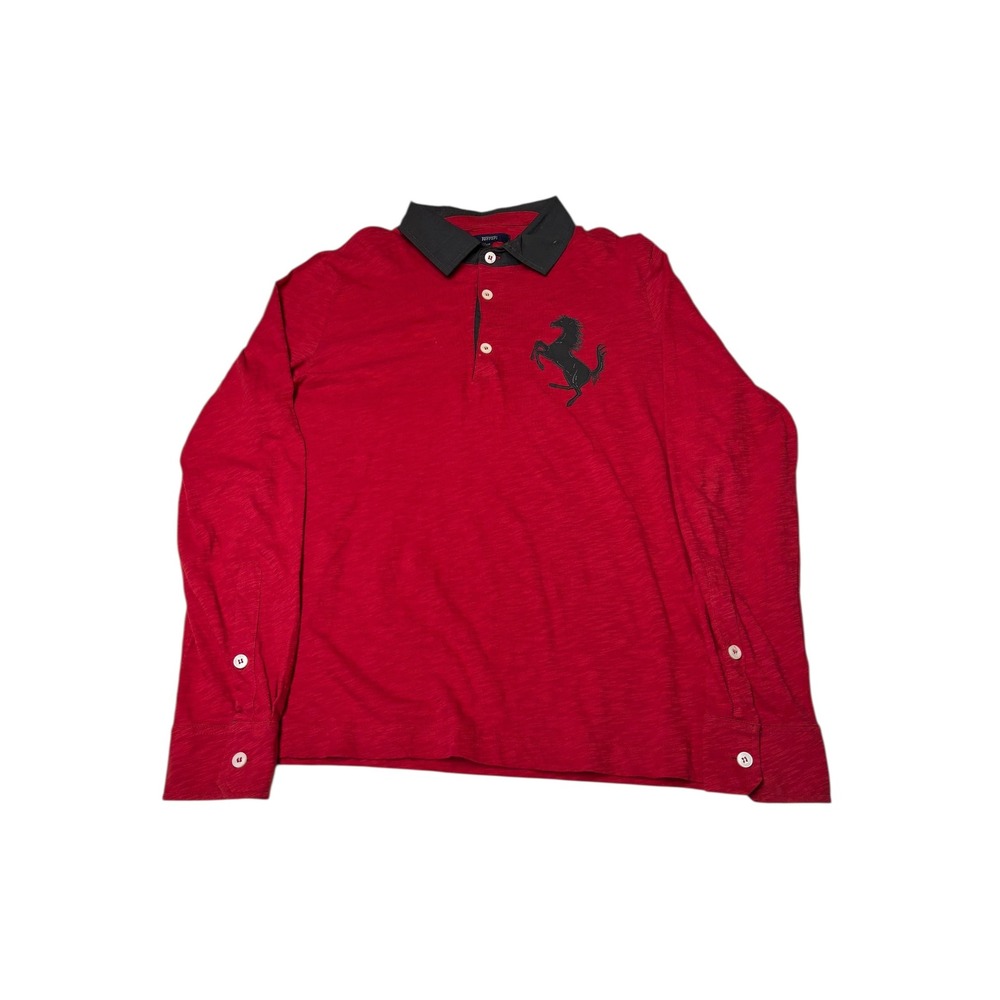 Ferrari Men's Long Sleeve Polo Shirt Red‎ XX Large Official Product Scuderia